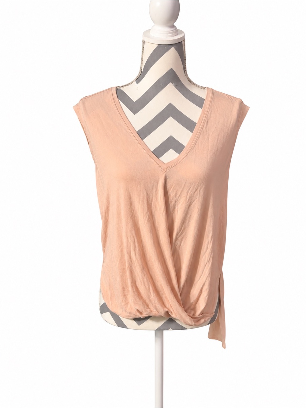 NWOT BCBGMaxAzria Peach Twist-Front V-Neck Sleeveless Top Size S retail $158.00